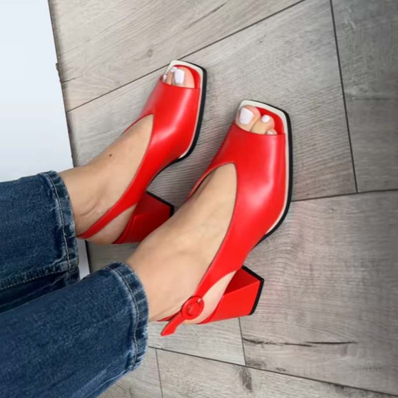 Thick Heel Fish-toe Sandals Pumps