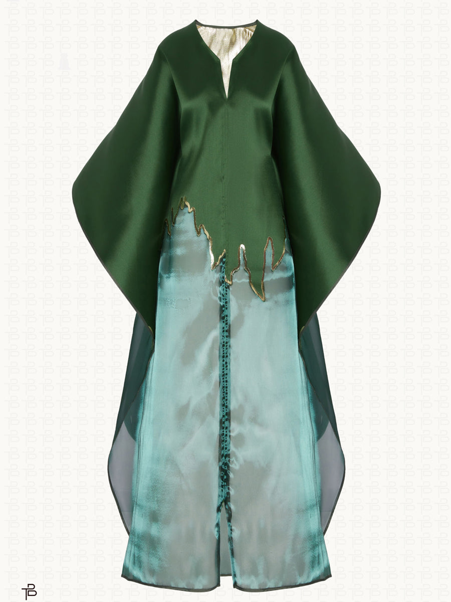 Split Neck Loose Printed Maxi Dress