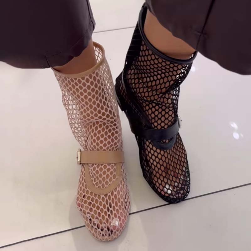 Fishnet High Ballet Mesh Boots