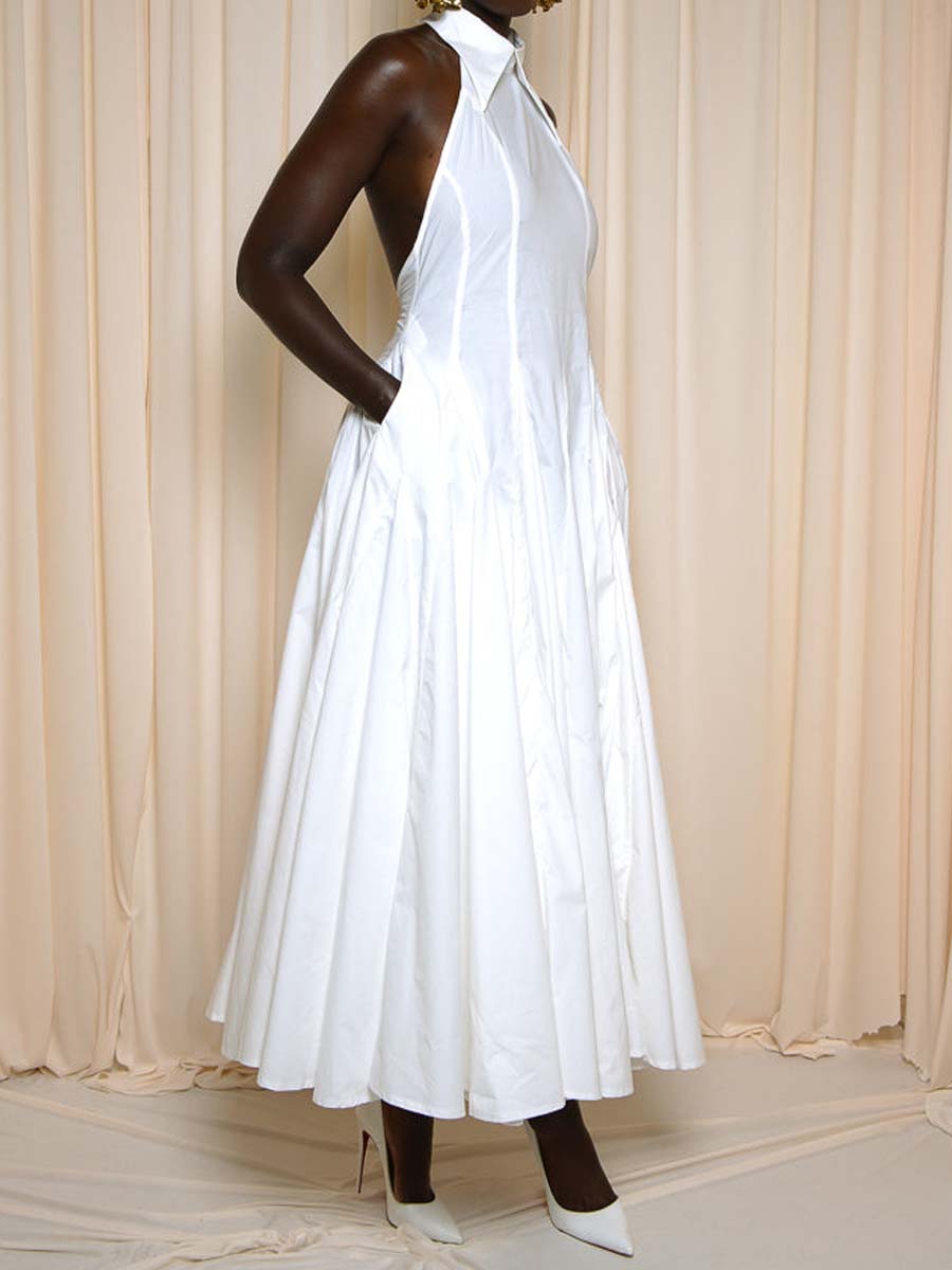 Patchwork Open Back Maxi Dress