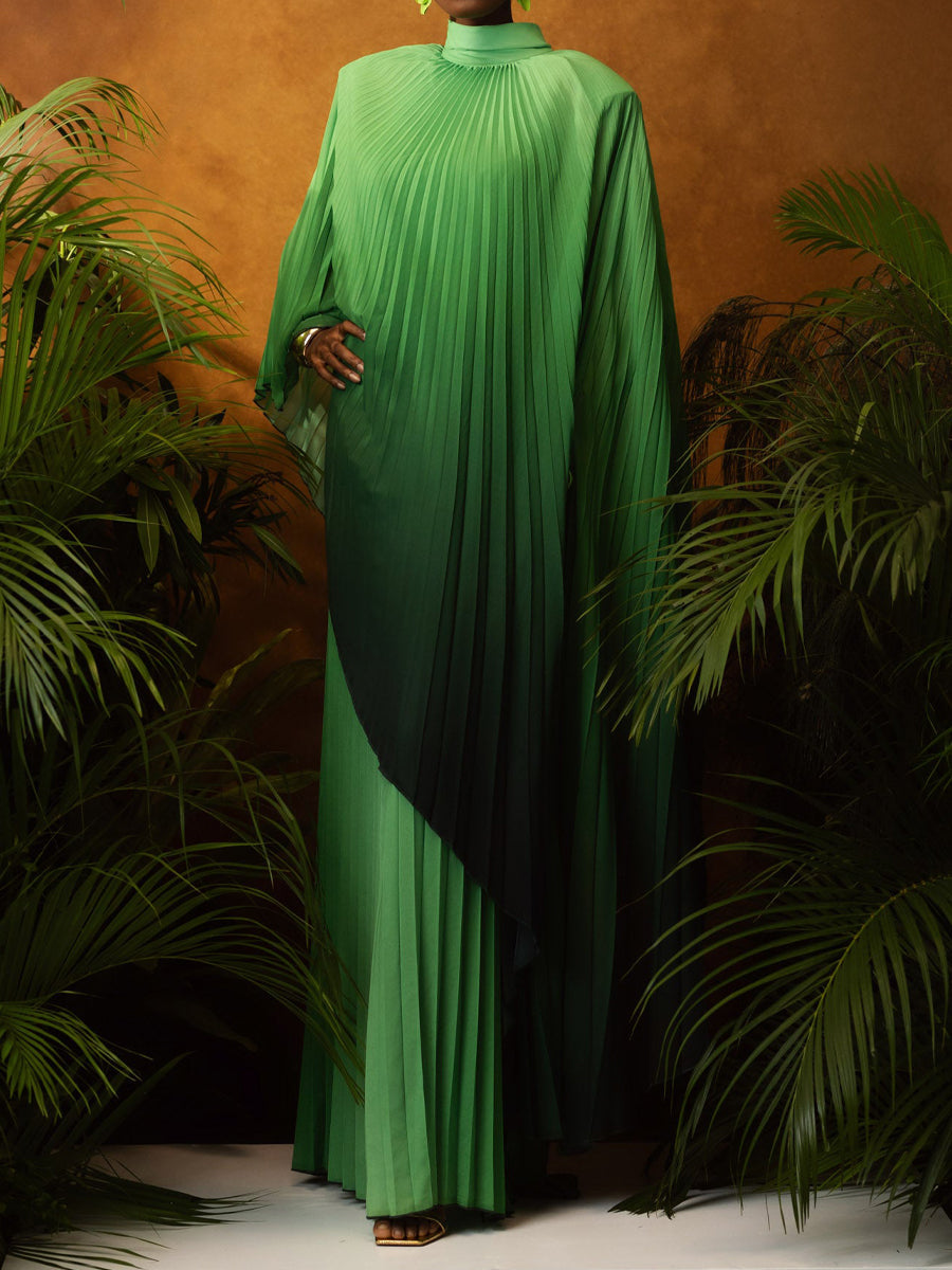 Asymmetric Hem Pleated Dress