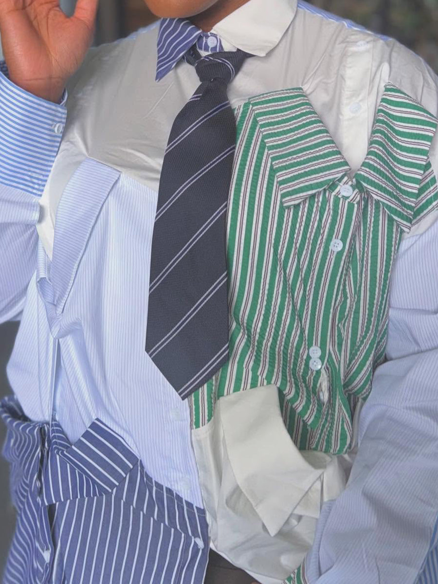 Striped Print Color Block Maxi Dress