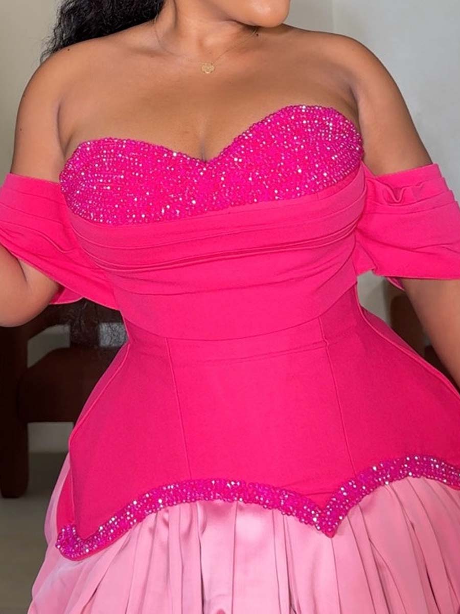 Off Shoulder Sequined Party Dress