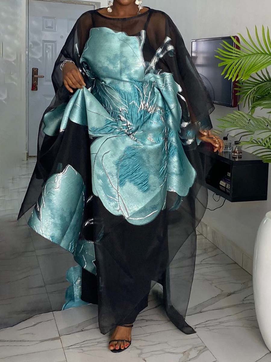 Mesh Printed See-through Cover-up Dress