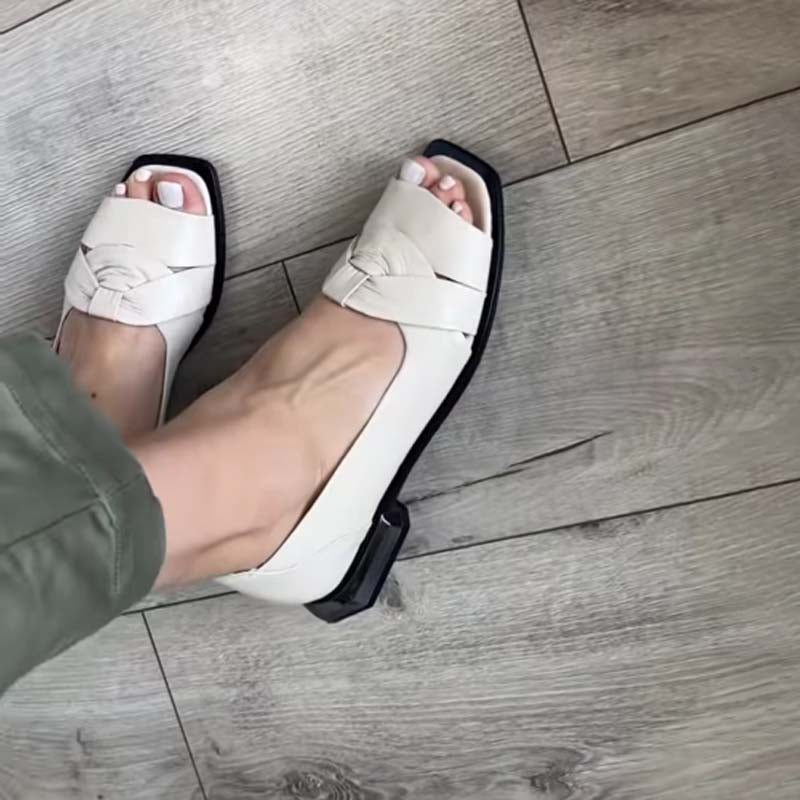 Square-toe Fishmouth Low-heel Single-layer Shoes