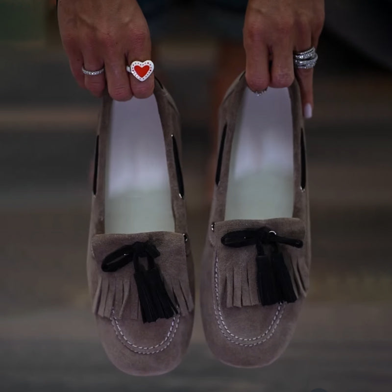 Slip-On Tassel Lace-Up Round-toe Loafers