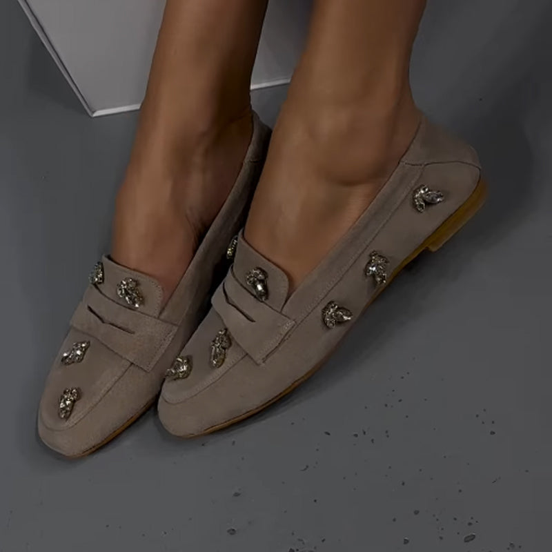 Suede Crystal Stones With Accessories Shoes