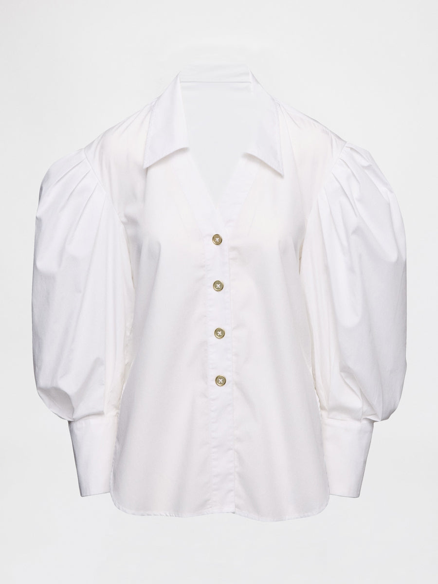 Puff Sleeve Open-Back Shirt