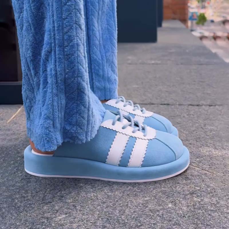 Color Block Lace-up Flat Half Slippers