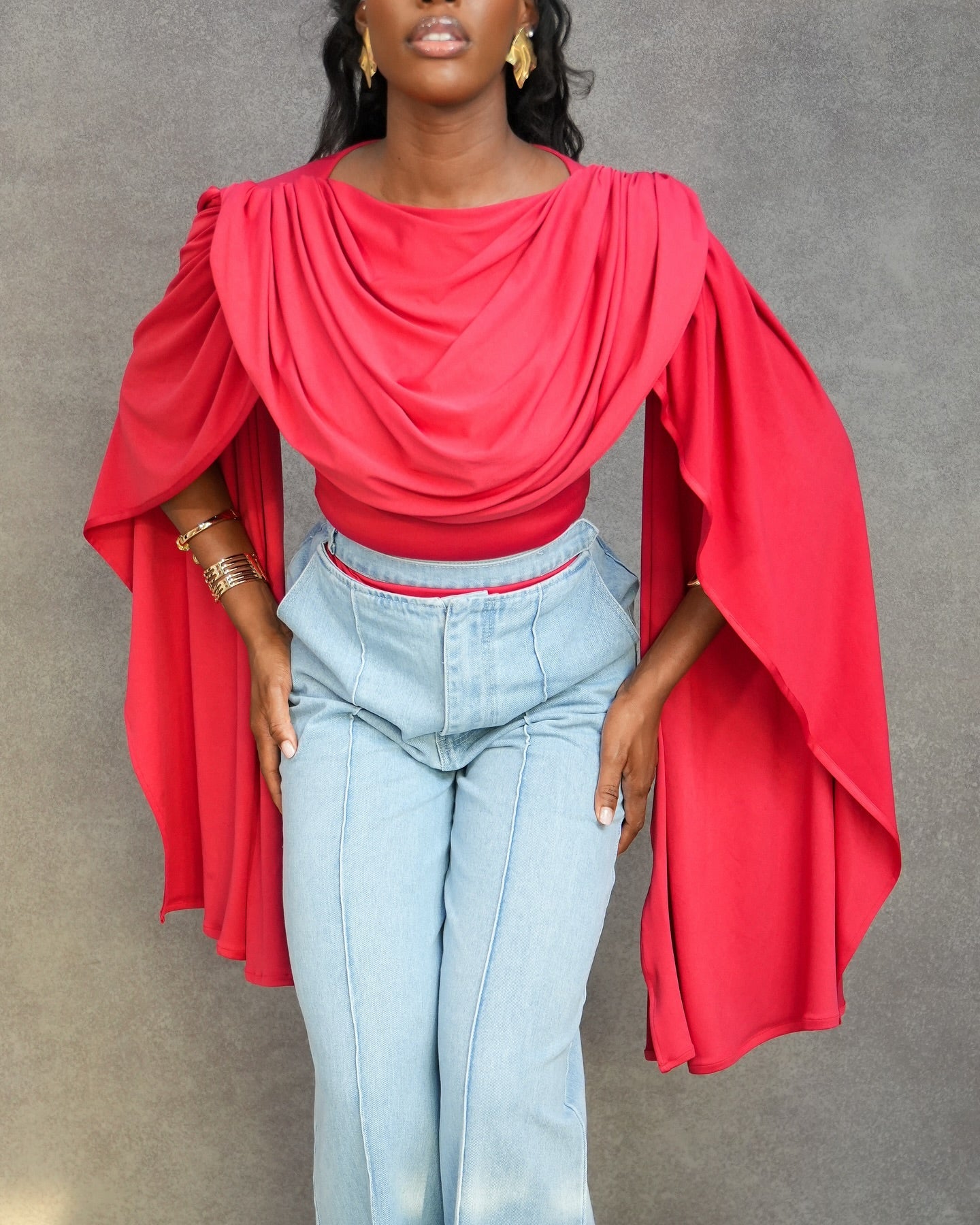 Elegant Slim-Fit Swing-Collar Top Bodysuit