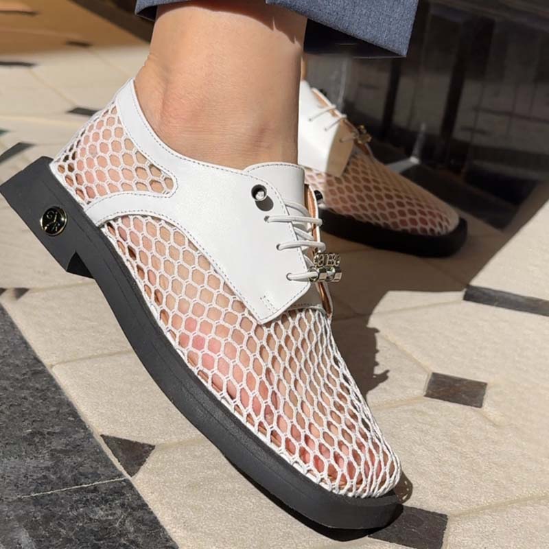 Flat Cutout Lace-Up Shoes