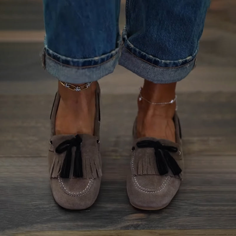 Slip-On Tassel Lace-Up Round-toe Loafers