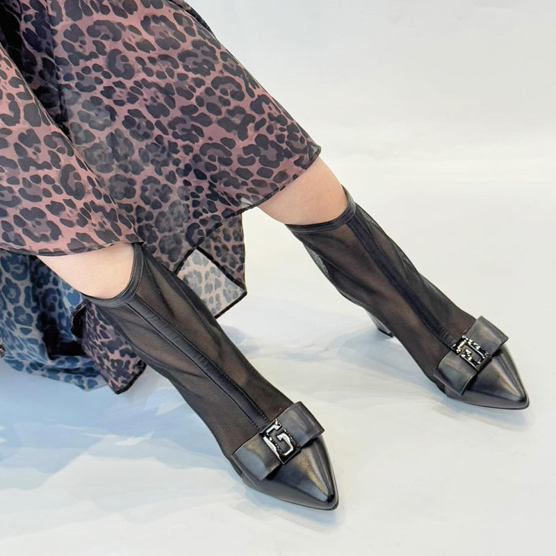 Mesh Stitching High Heel Ankle Boots