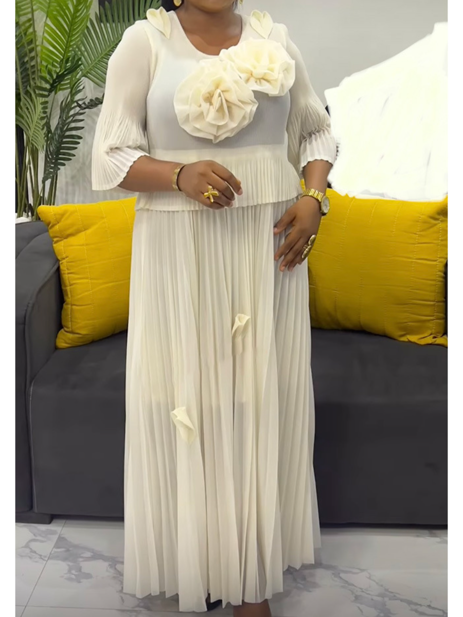 Classy Flower Lantern Sleeve Dress