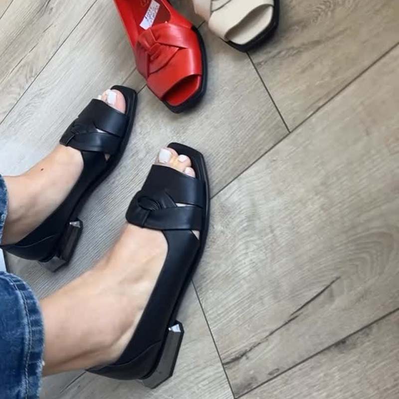 Square-toe Fishmouth Low-heel Single-layer Shoes