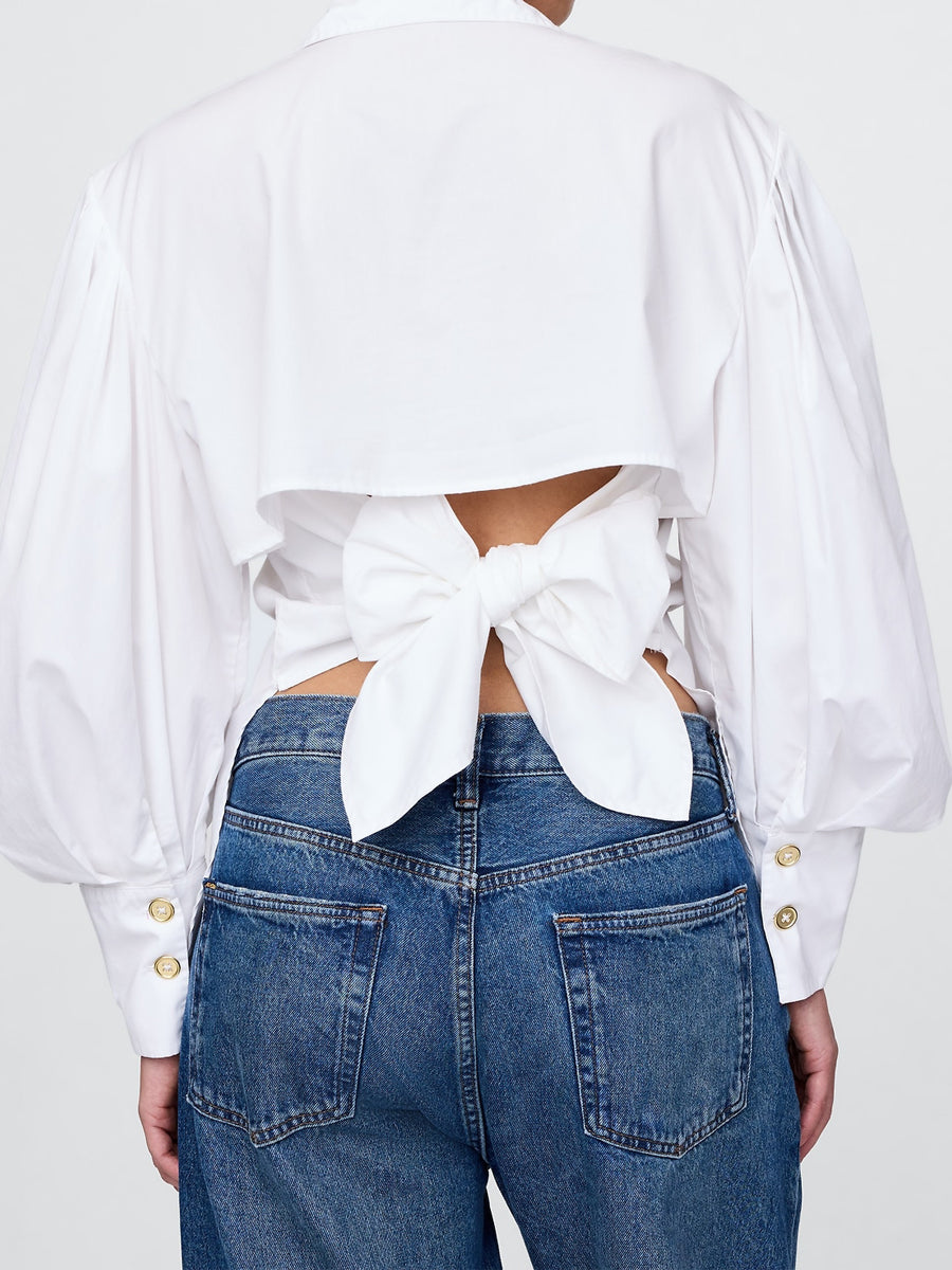 Puff Sleeve Open-Back Shirt