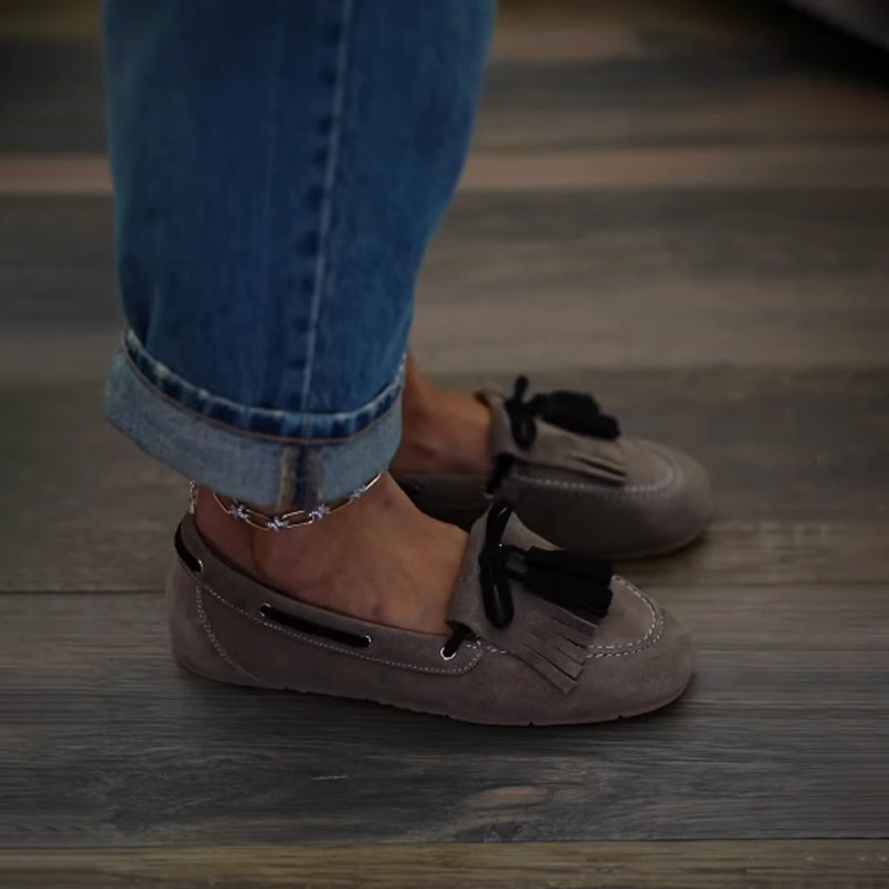 Slip-On Tassel Lace-Up Round-toe Loafers