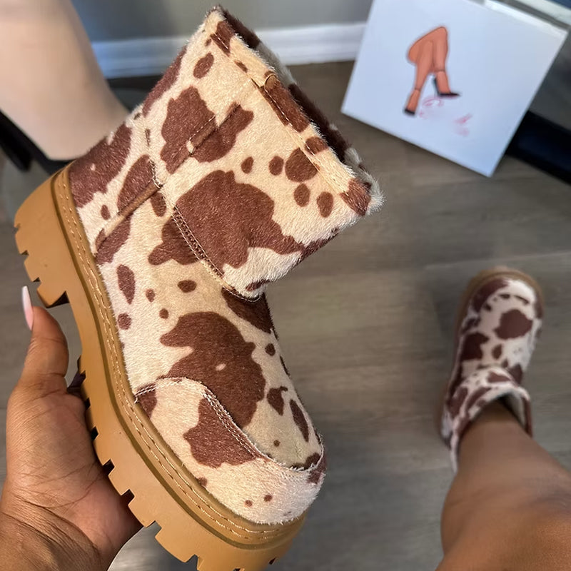 Lightly Furred Thick-soled Boots Snow Boots