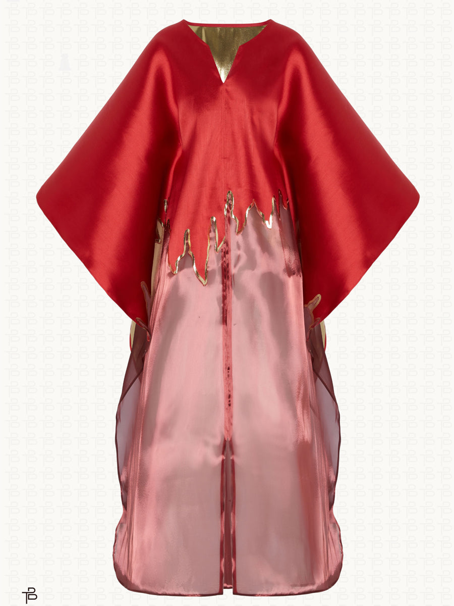 Split Neck Loose Printed Maxi Dress