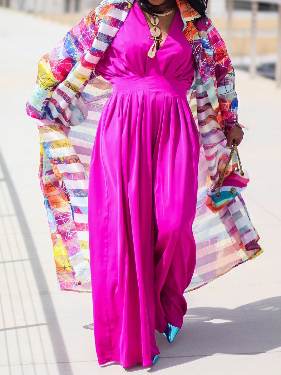 Fashion Mesh Printed Dress Coat