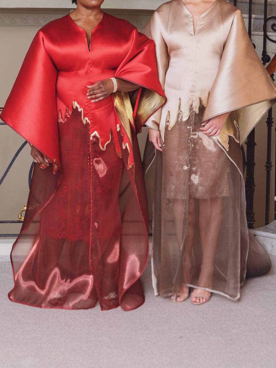 Split Neck Loose Printed Maxi Dress