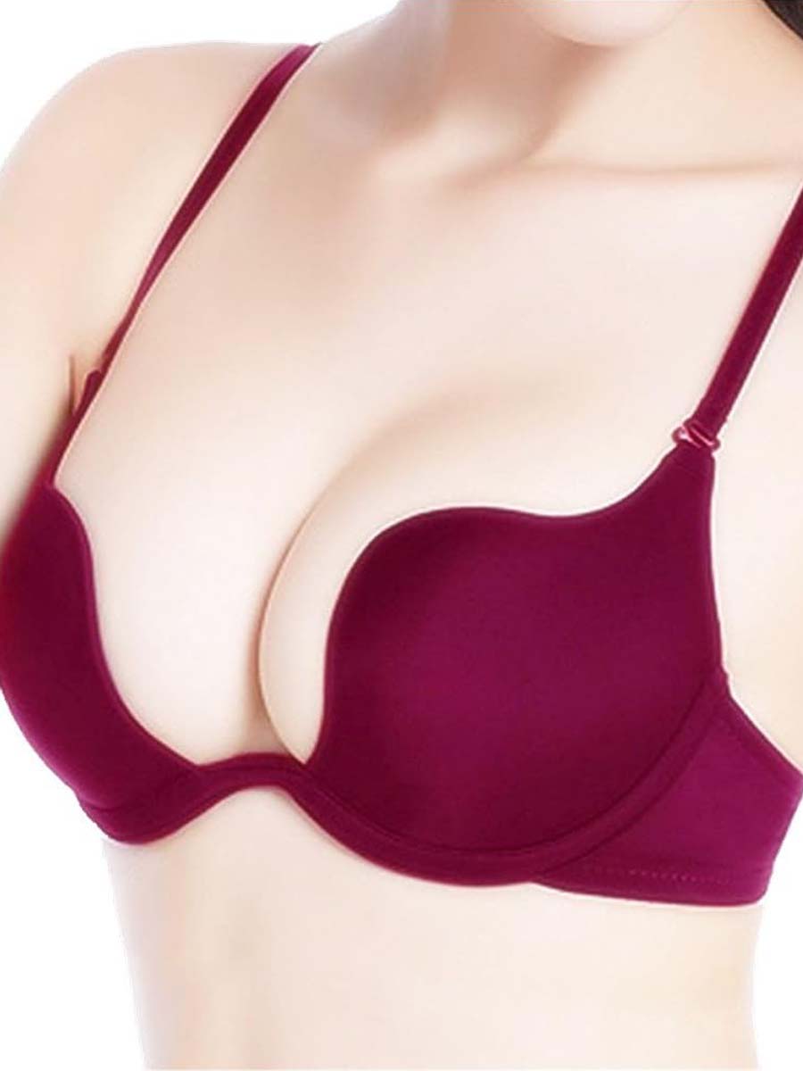 Women's Deep U Multi-Way Push Up Convertible Low Cut Plunge Bra