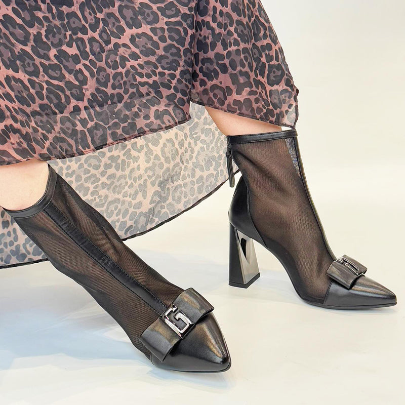 Mesh Stitching High Heel Ankle Boots