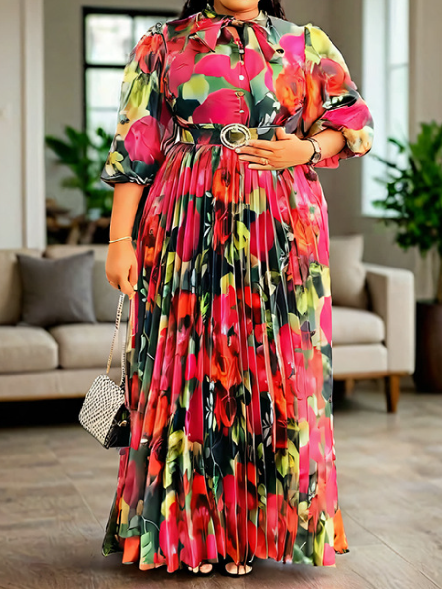 Demure Chiffon Floral Maxi Dress For Any Occasion