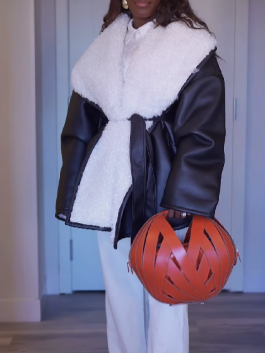 Faux Leather Lambskin Coat