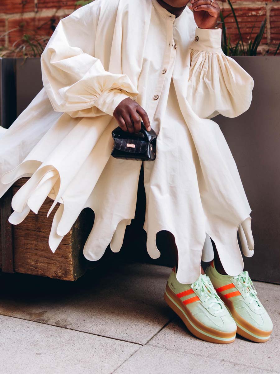 Puffy Sleeve Cut-out Fringed Hem Dress