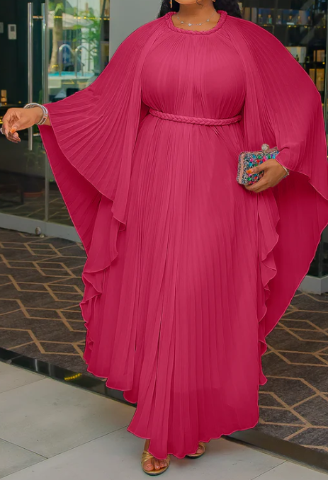 Demure Pleated Kimono Dress