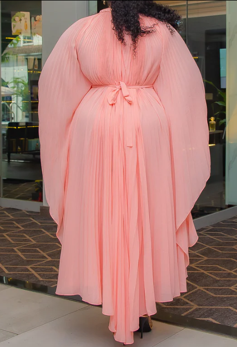 Demure Pleated Kimono Dress