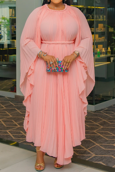 Demure Pleated Kimono Dress