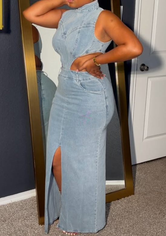 The Fab Cut-out Denim Dress