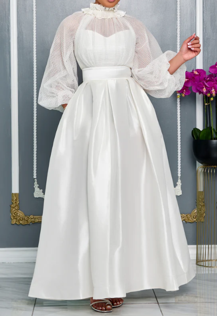 Demure Floral Maxi Occasion Dress