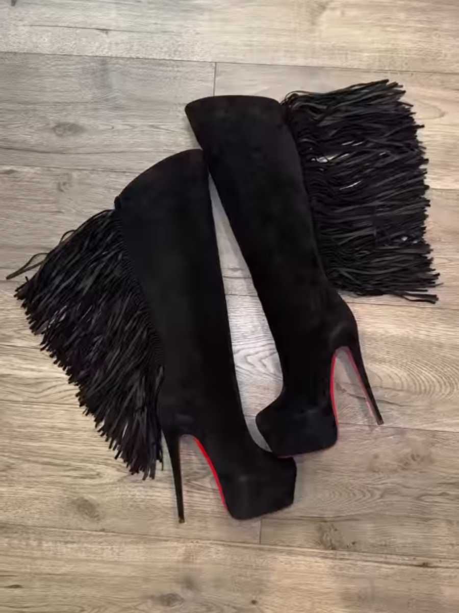 Fringed Suede Pumps
