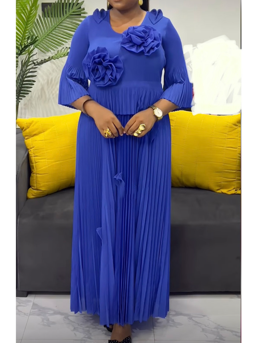 Classy Flower Lantern Sleeve Dress