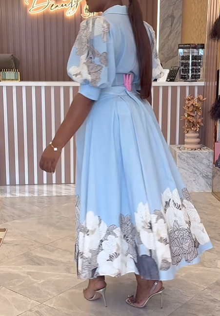 Puff Sleeve Classy Floral Dress