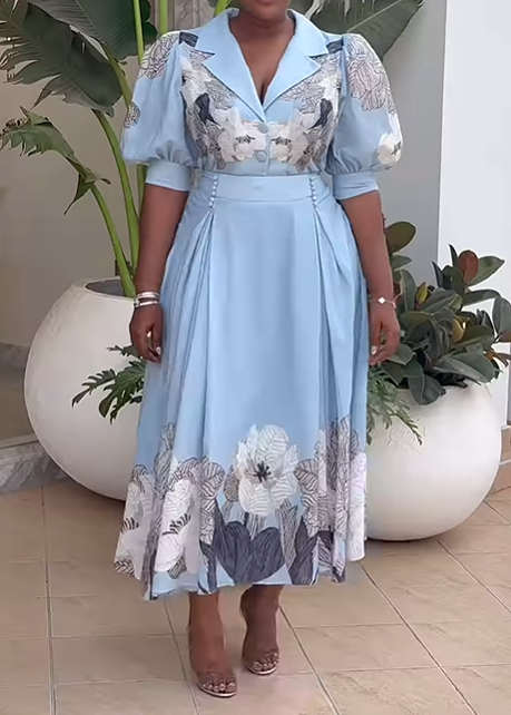 Puff Sleeve Classy Floral Dress