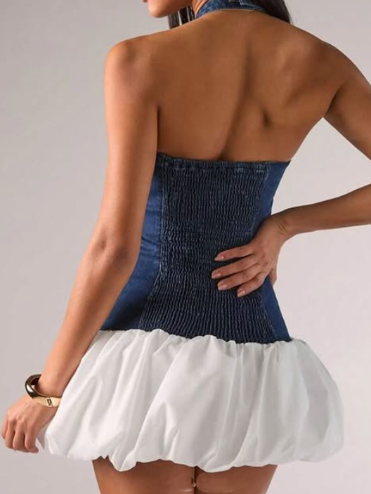 Pretty Denim Bubble Mini Dress
