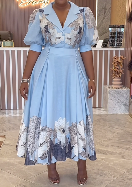 Puff Sleeve Classy Floral Dress